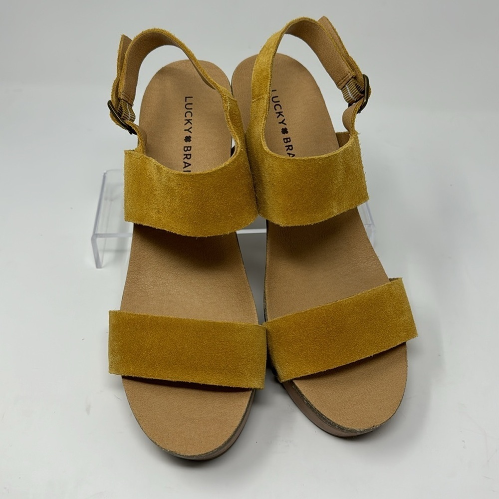 Brand New! Lucky 🍀 Brand Yellow Leather Heeled Sandals SIZE 8.5M/39 - Picture 13 of 13